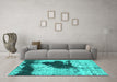 Machine Washable Abstract Turquoise Modern Area Rugs in a Living Room,, wshabs899turq