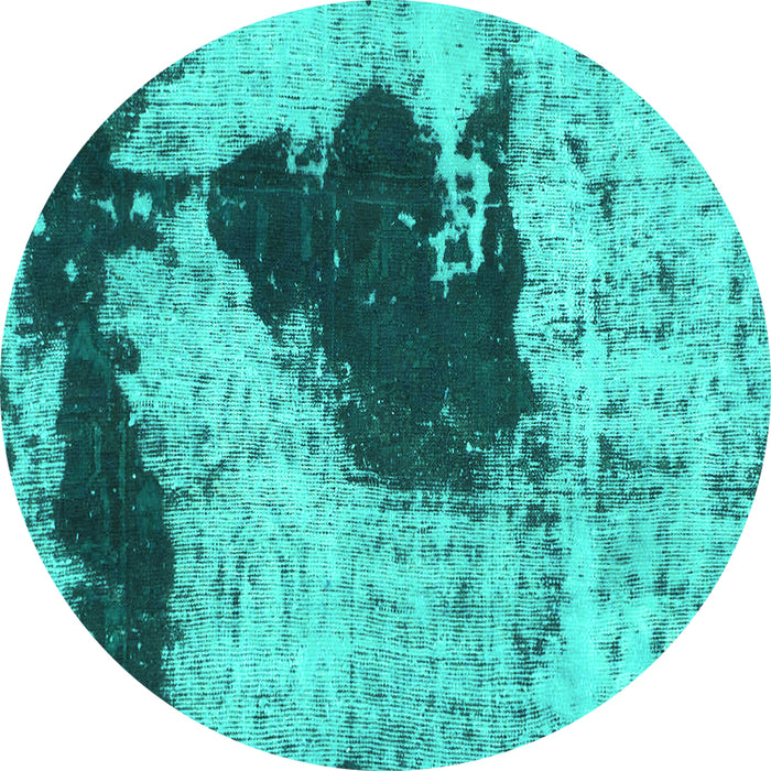 Round Abstract Turquoise Modern Rug, abs899turq