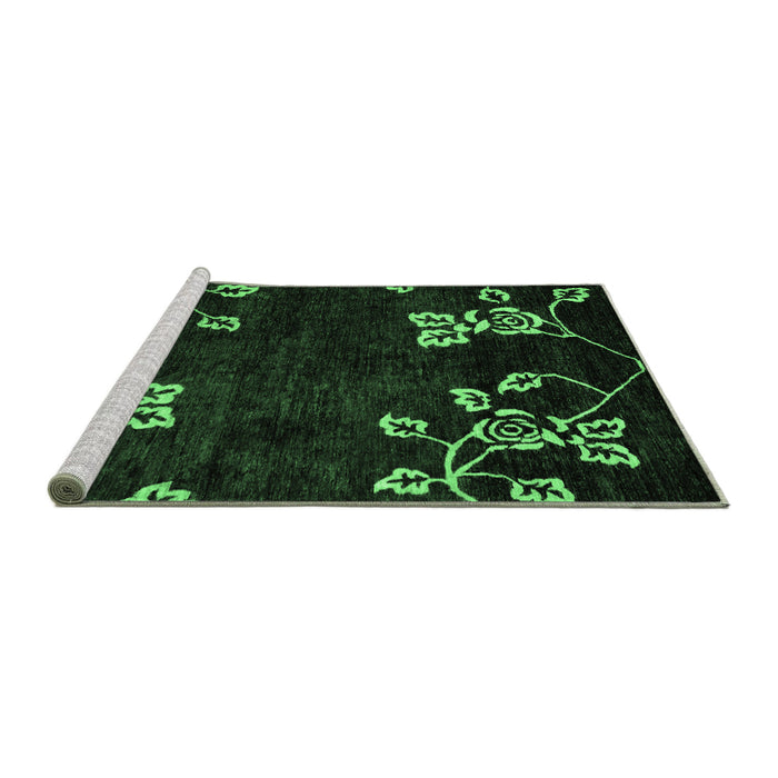 Sideview of Machine Washable Abstract Emerald Green Modern Area Rugs, wshabs89emgrn