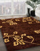 Machine Washable Abstract Red Rug in a Family Room, wshabs89