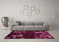 Machine Washable Abstract Pink Modern Rug, wshabs89pnk