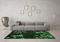 Machine Washable Abstract Emerald Green Modern Rug, wshabs89emgrn