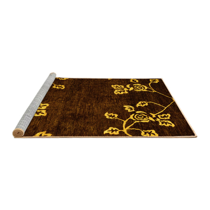Sideview of Machine Washable Abstract Yellow Modern Rug, wshabs89yw