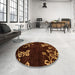 Round Abstract Red Modern Rug in a Office, abs89