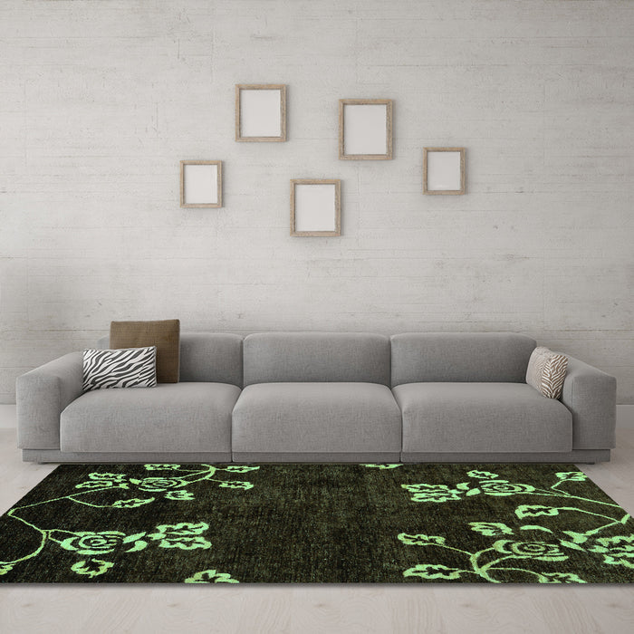 Machine Washable Abstract Turquoise Modern Area Rugs in a Living Room,, wshabs89turq