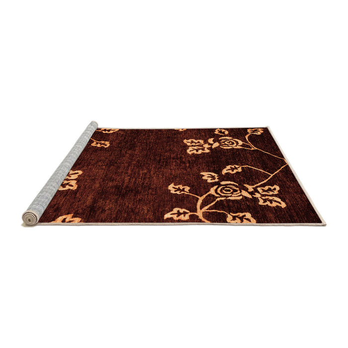 Sideview of Machine Washable Abstract Orange Modern Area Rugs, wshabs89org