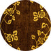 Round Abstract Yellow Modern Rug, abs89yw