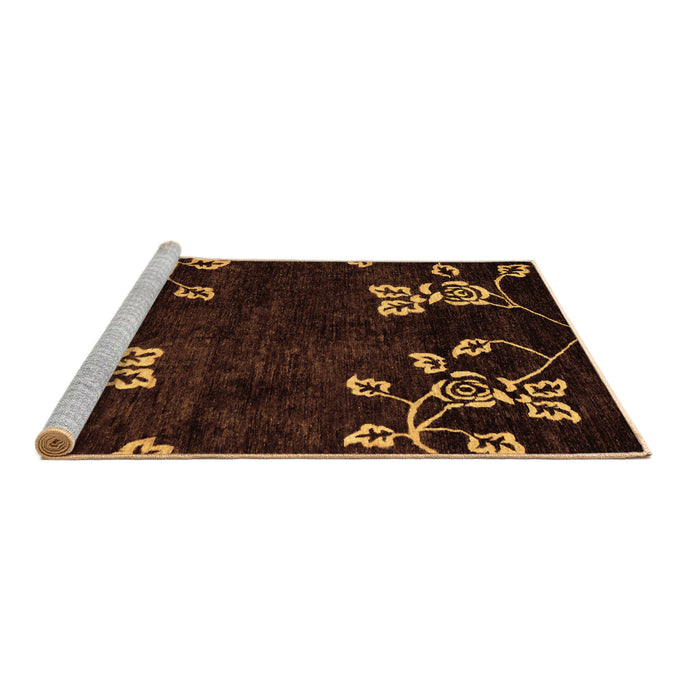 Sideview of Machine Washable Abstract Brown Modern Rug, wshabs89brn