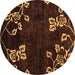 Round Abstract Brown Modern Rug, abs89brn