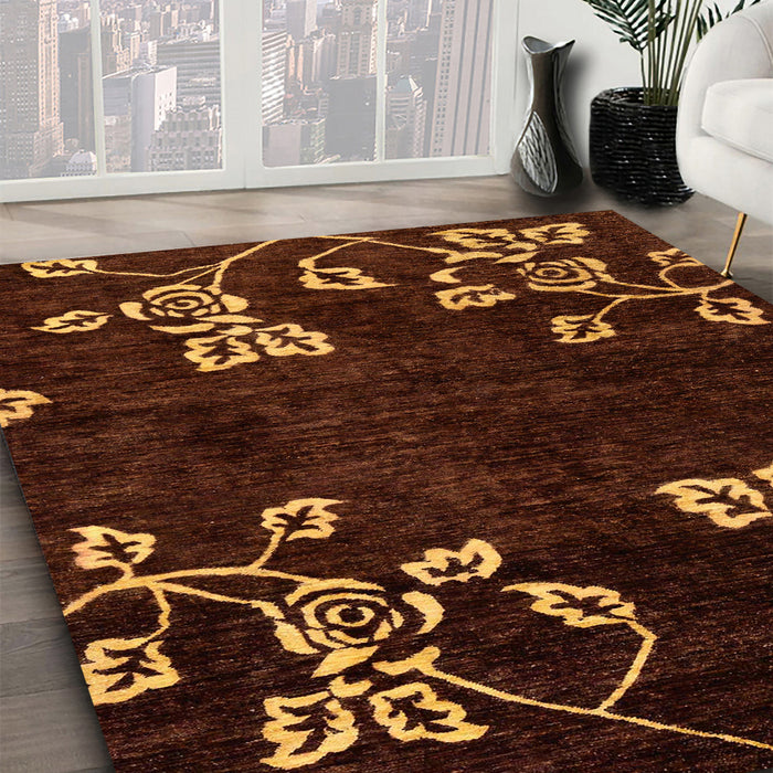 Abstract Red Modern Rug in Family Room, abs89