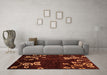 Machine Washable Abstract Orange Modern Area Rugs in a Living Room, wshabs89org