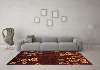 Machine Washable Abstract Orange Modern Rug, wshabs89org