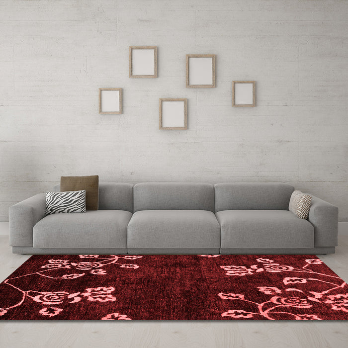 Modern Red Washable Rugs