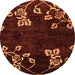 Round Abstract Orange Modern Rug, abs89org