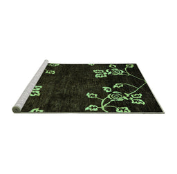 Sideview of Machine Washable Abstract Turquoise Modern Area Rugs, wshabs89turq