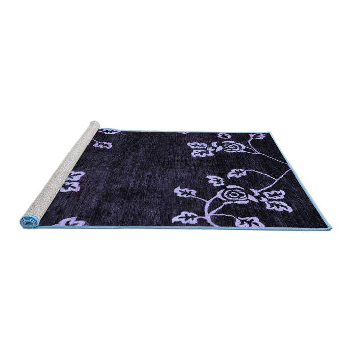 Sideview of Machine Washable Abstract Blue Modern Rug, wshabs89blu