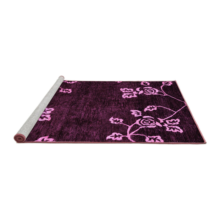 Sideview of Machine Washable Abstract Purple Modern Area Rugs, wshabs89pur
