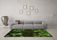 Machine Washable Abstract Green Modern Rug, wshabs89grn