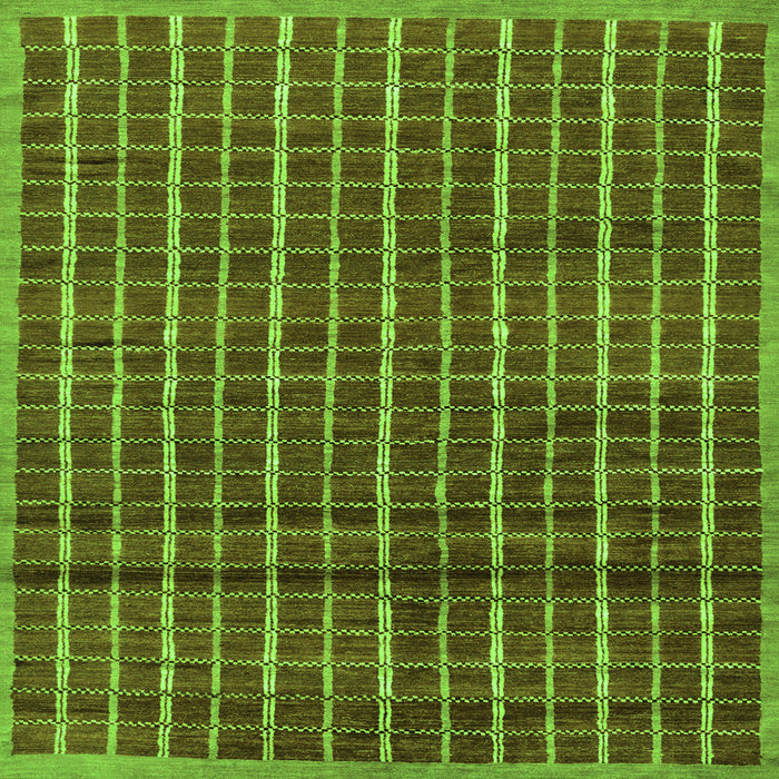 Square Machine Washable Abstract Green Modern Area Rugs, wshabs8grn