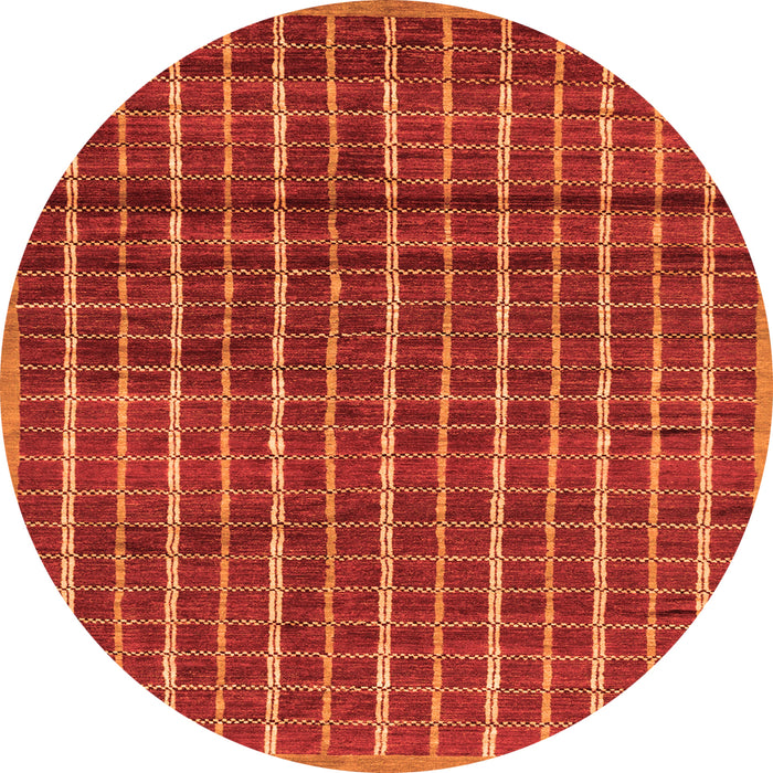 Round Machine Washable Abstract Orange Modern Area Rugs, wshabs8org
