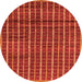 Round Machine Washable Abstract Orange Modern Area Rugs, wshabs8org