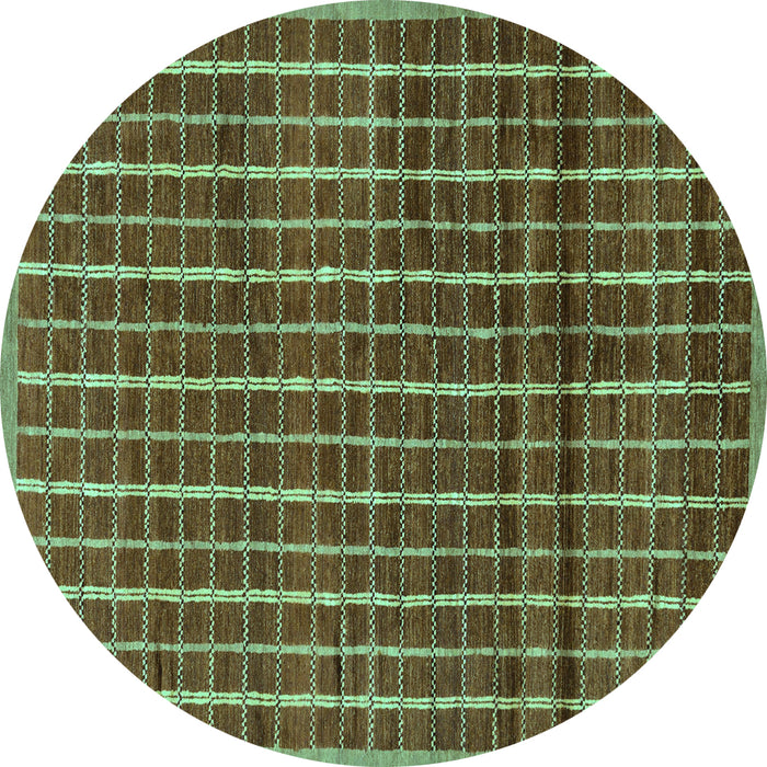 Round Machine Washable Abstract Turquoise Modern Area Rugs, wshabs8turq