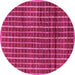 Round Machine Washable Abstract Pink Modern Rug, wshabs8pnk