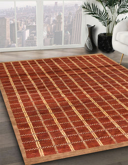 Machine Washable Abstract Red Rug in a Family Room, wshabs8