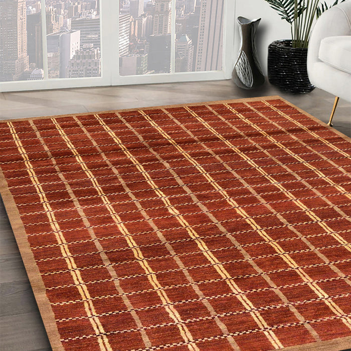 Machine Washable Abstract Red Rug in a Family Room, wshabs8