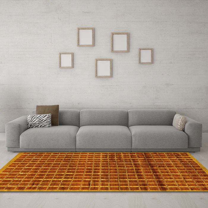 Machine Washable Abstract Yellow Modern Rug in a Living Room, wshabs8yw