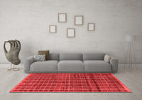 Machine Washable Abstract Red Modern Rug, wshabs8red