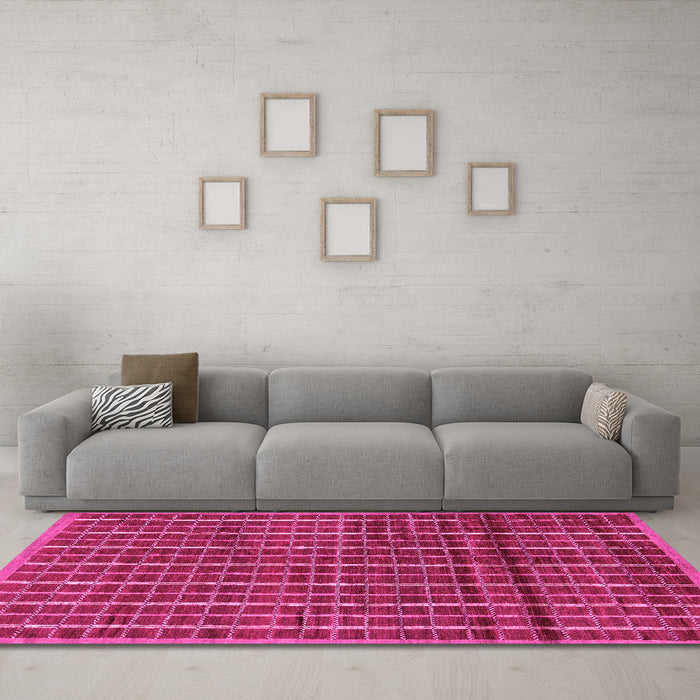 Machine Washable Abstract Pink Modern Rug in a Living Room, wshabs8pnk