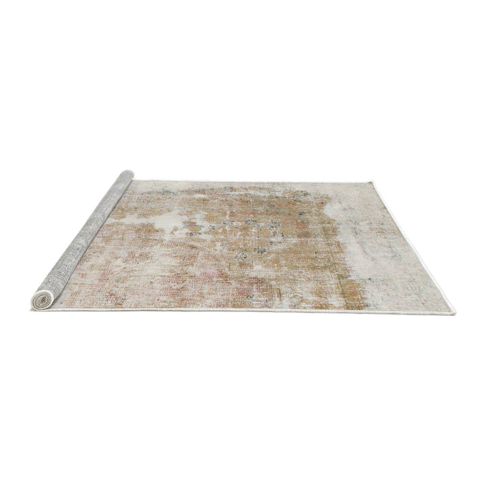 Sideview of Machine Washable Abstract Tan Brown Rug, wshabs900