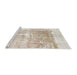 Sideview of Machine Washable Abstract Tan Brown Rug, wshabs900