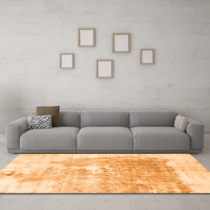 Machine Washable Solid Orange Modern Area Rugs in a Living Room, wshabs900org
