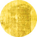 Round Solid Yellow Modern Rug, abs900yw