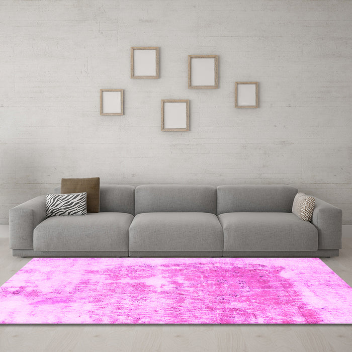 Machine Washable Solid Pink Modern Rug in a Living Room, wshabs900pnk