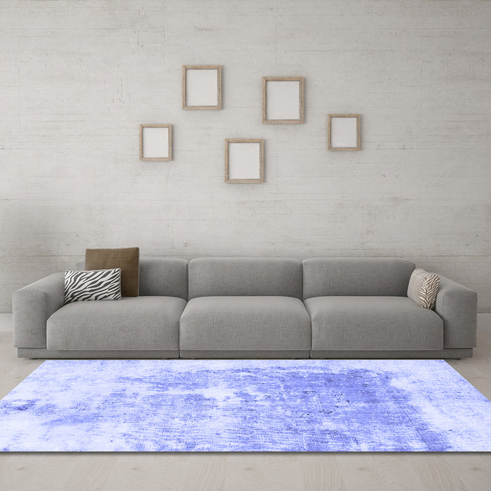 Machine Washable Solid Blue Modern Rug in a Living Room, wshabs900blu