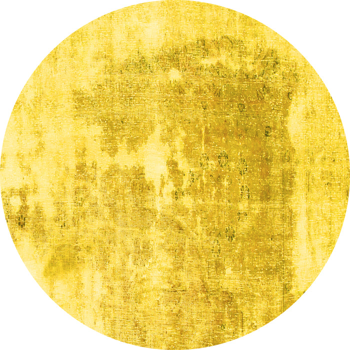 Round Machine Washable Solid Yellow Modern Rug, wshabs900yw
