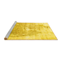Sideview of Machine Washable Solid Yellow Modern Rug, wshabs900yw