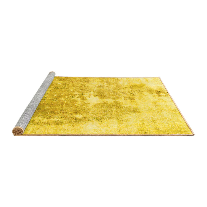 Sideview of Machine Washable Solid Yellow Modern Rug, wshabs900yw