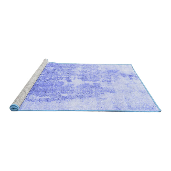Sideview of Machine Washable Solid Blue Modern Rug, wshabs900blu