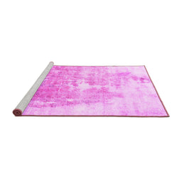 Sideview of Machine Washable Solid Pink Modern Rug, wshabs900pnk