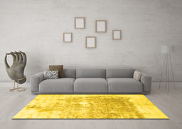 Machine Washable Solid Yellow Modern Rug in a Living Room, wshabs900yw