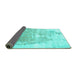 Sideview of Solid Turquoise Modern Rug, abs900turq