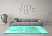 Machine Washable Solid Turquoise Modern Area Rugs in a Living Room,, wshabs900turq