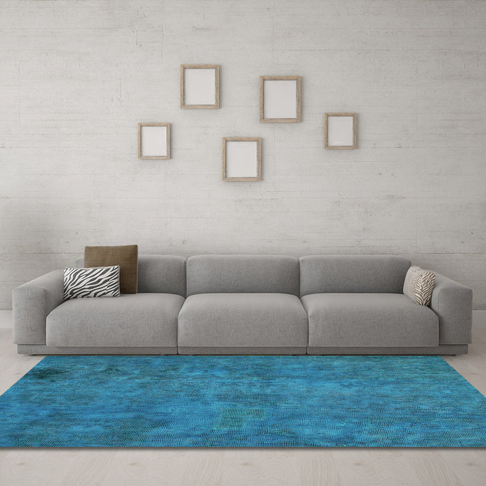 Machine Washable Abstract Turquoise Modern Area Rugs in a Living Room,, wshabs901turq