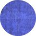 Round Machine Washable Abstract Blue Modern Rug, wshabs901blu