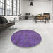 Round Abstract Purple Modern Rug in a Office, abs901