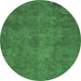 Round Abstract Emerald Green Modern Rug, abs901emgrn